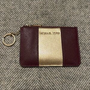 Michael Kors Met Center Stripe Small Top Zip Pouch with ID Holder